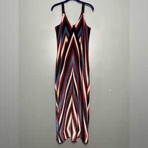 NWT Mima Rossa Velour Stripes Pinafore Dress Geometric Print Women’s Size M